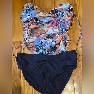 Croft & Barrow navy tropical tankini Swimsuit